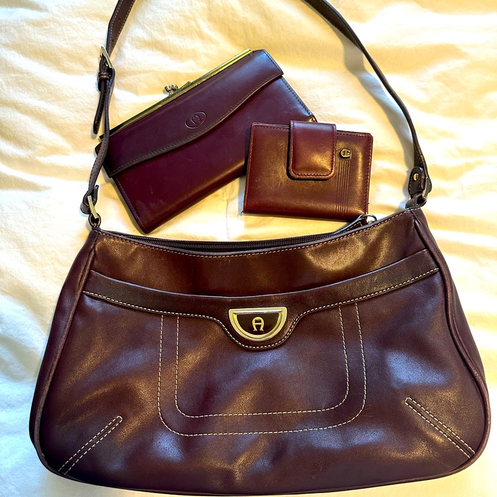 Etienne Aigner Dark Brown Shoulder Bag Set